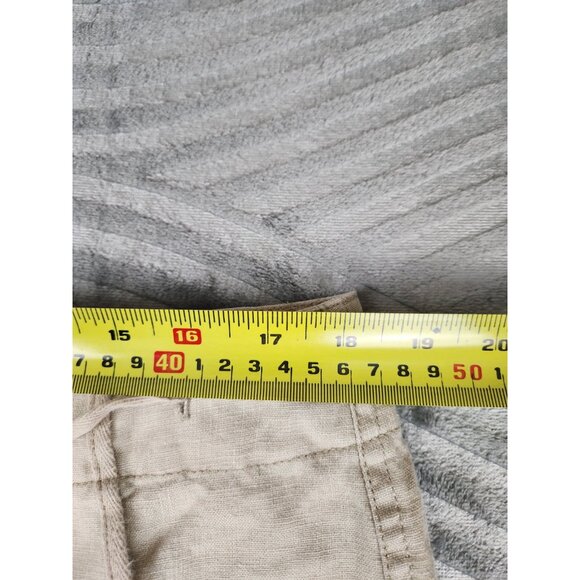 Eddie Bauer Knee High Shorts Women's 16 100% Linen Drawstring Beige Breathable - Picture 11 of 13